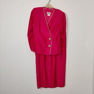 Vintage Algo Boutique Women's Pink Jacket & Maxi Skirt Set Sz Med Party Cocktail
